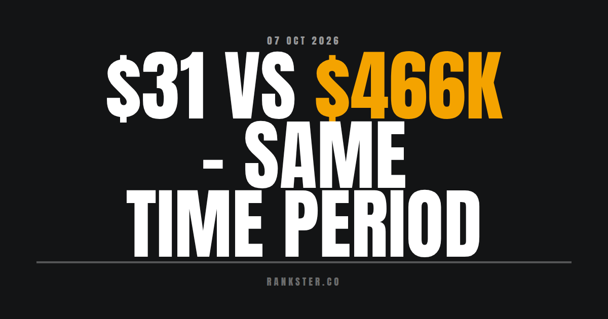 $31 vs $466K - Same time period