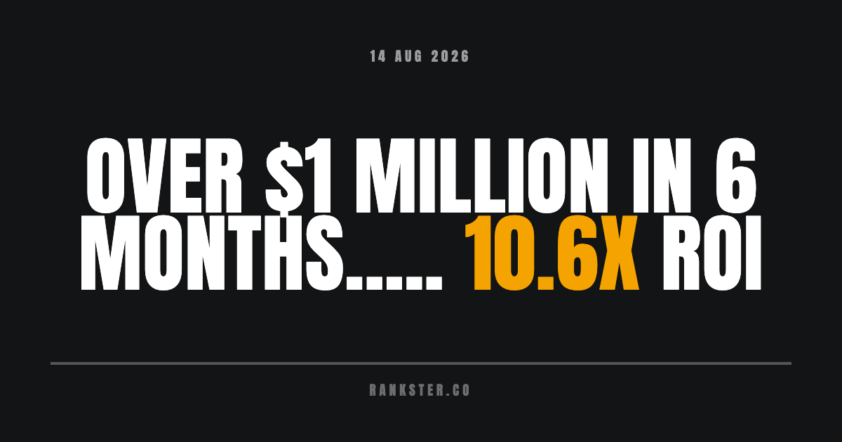 Over $1 million in 6 months..... 10.6x ROI